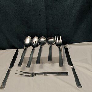 8 Pc HAMPTON SILVERSMITHS PORTFOLIO Serving Set | Glossy Hostess Completer 208